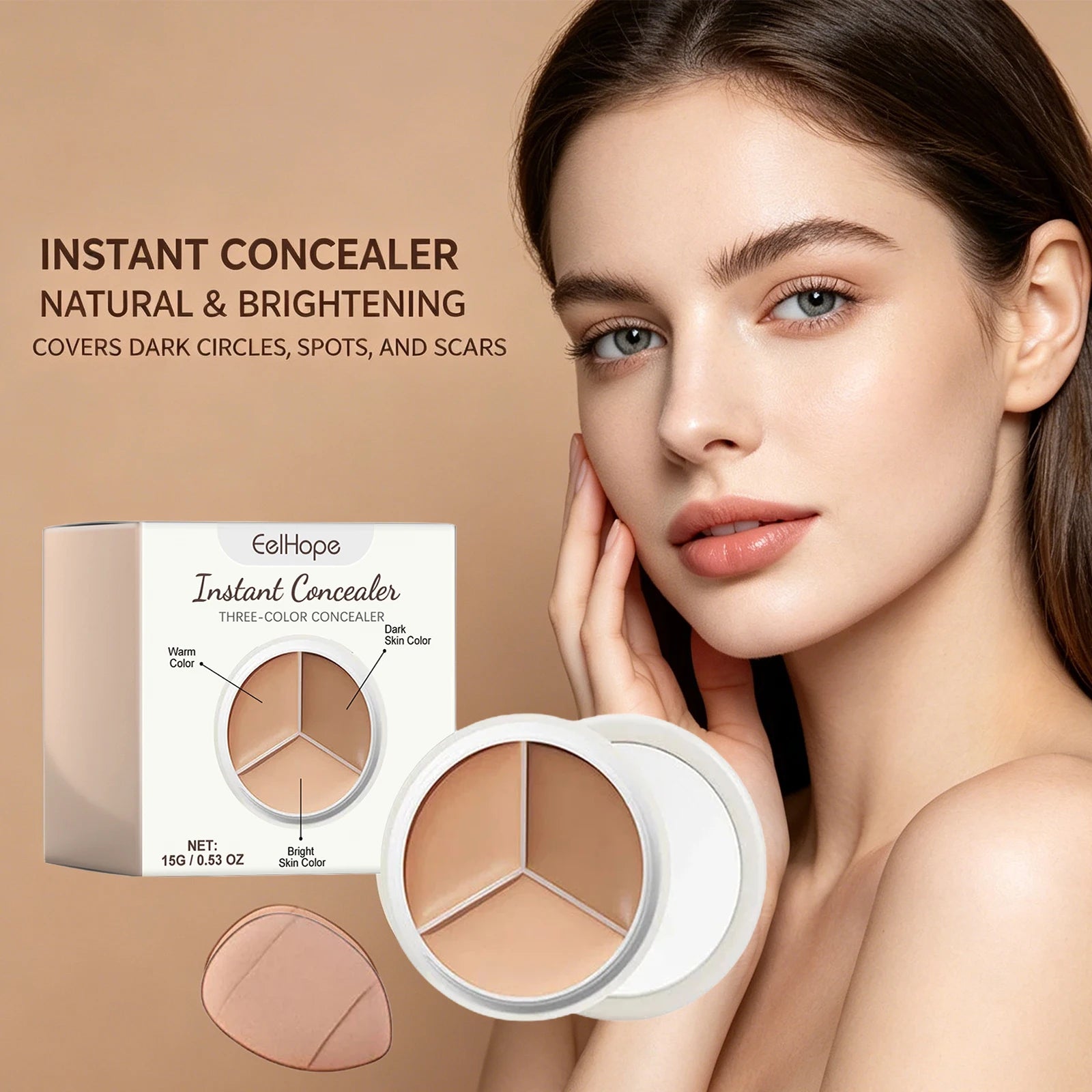 3-Color Cream Concealer Palette for Flawless Coverage & Contouring - 5