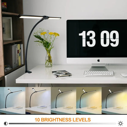 Dual-Head LED Architect Desk Lamp – Dimmable & Adjustable Office Lighting