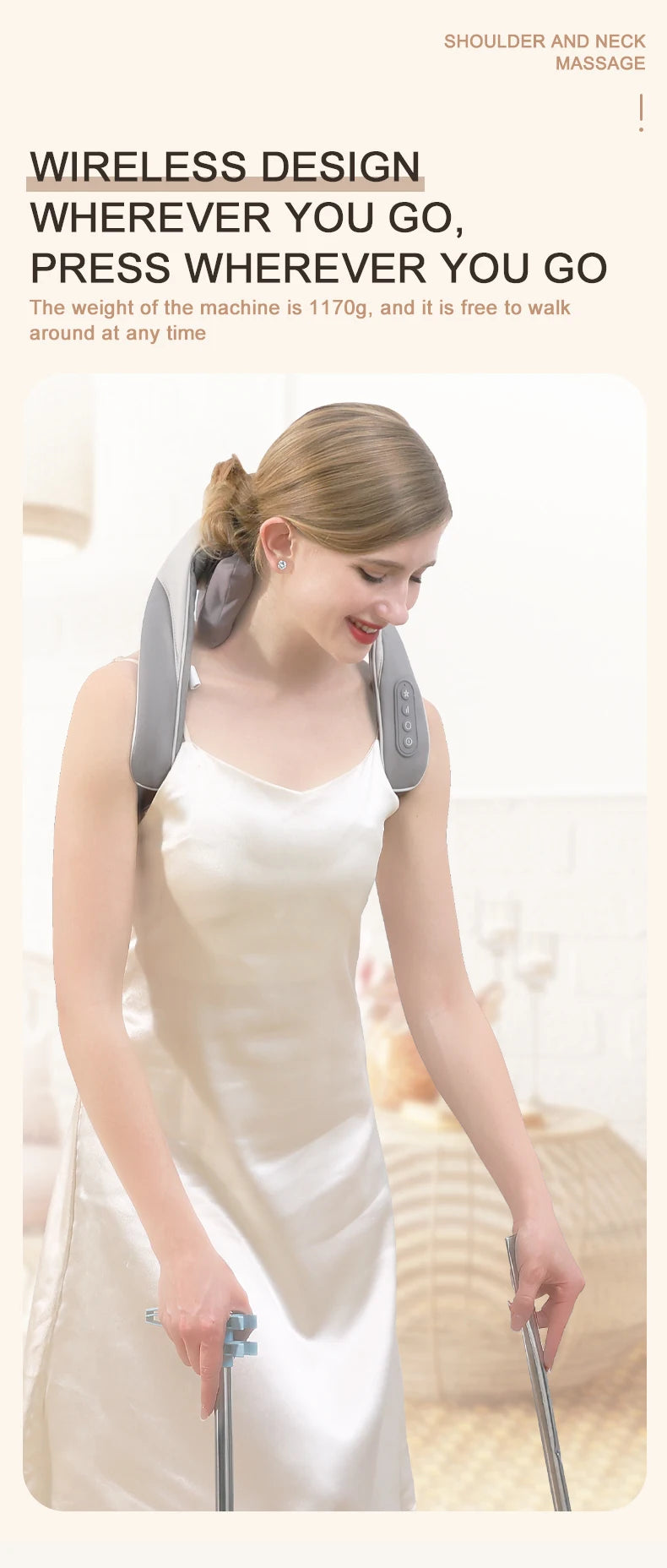 Wireless 6D Deep Tissue Neck & Shoulder Kneading Massager with Heat