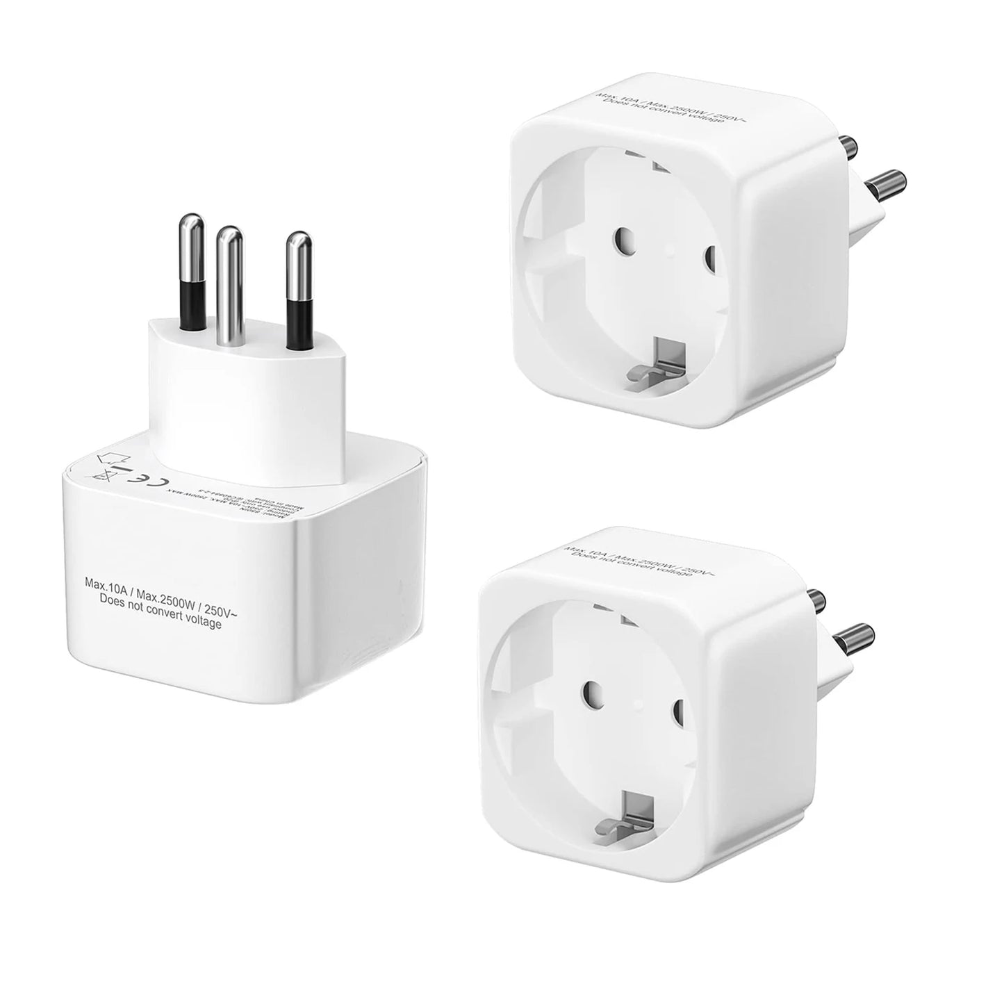 Universal Travel Plug Adapter 2-Pack - Convert EU to US, IT, CH, SA