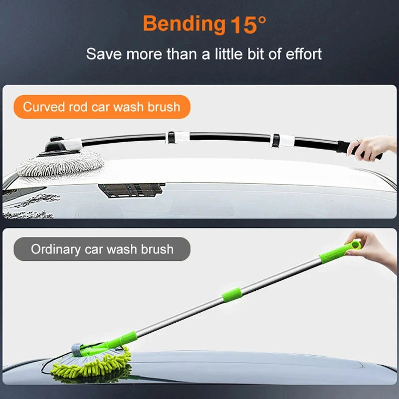 Telescoping Car Wash Mop with Curved Handle & Rotating Head - 2