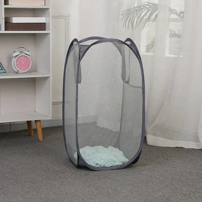 Foldable Mesh Laundry Basket - Large Pop-Up Hamper & Portable Bathroom Storage Organizer
