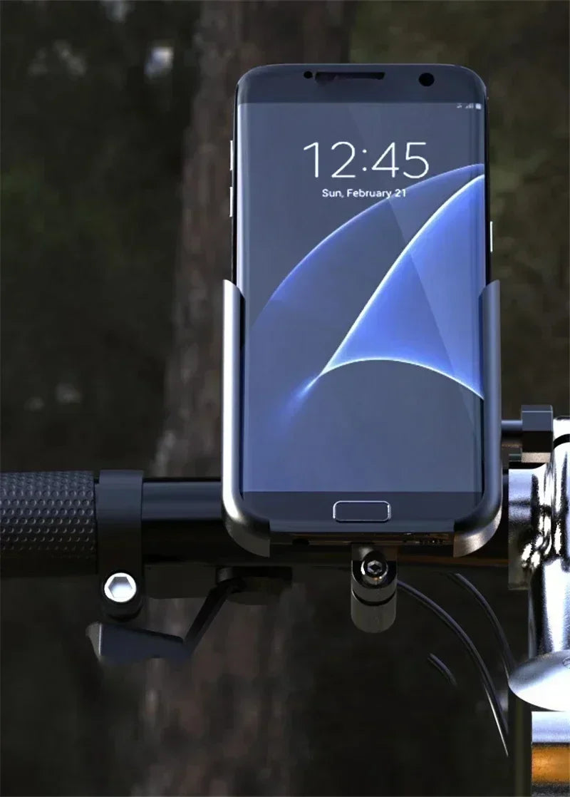 Heavy-Duty Aluminum Motorcycle & Bicycle Phone Mount - Secure GPS Holder - 10