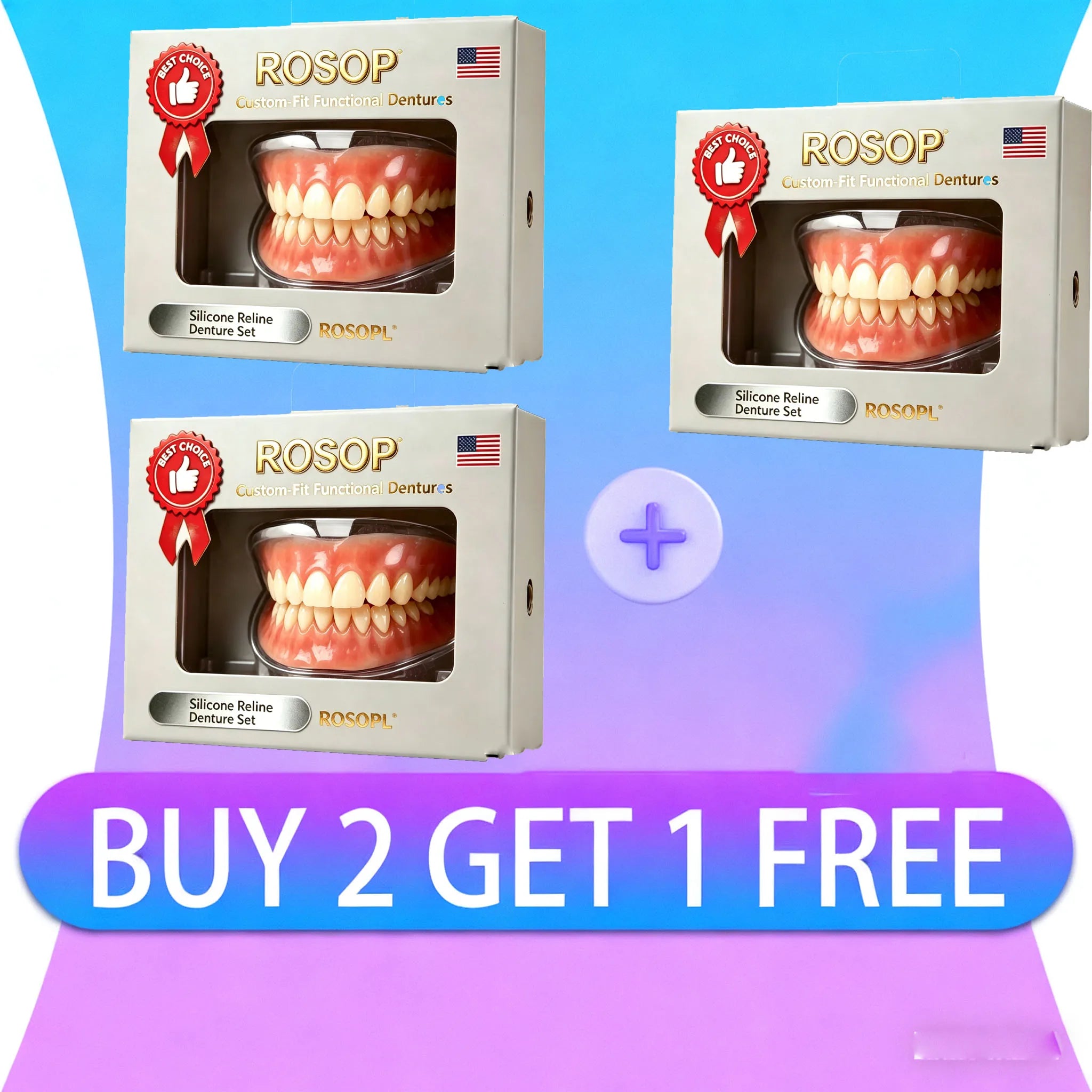 Comfort-Fit Silicone Denture Set for Men & Women - Natural Looking Full Teeth Replacement - 8