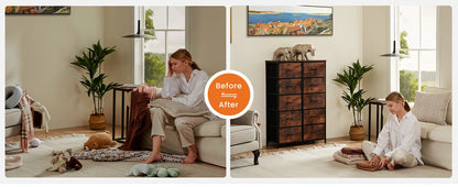 10-Drawer Fabric Dresser Storage Organizer with Sturdy Steel Frame