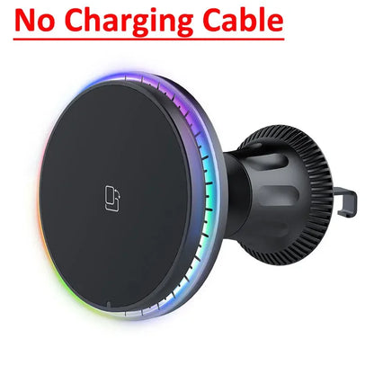 Magnetic Wireless Car Charger for iPhone 15/14/13/12 with RGB LED Light