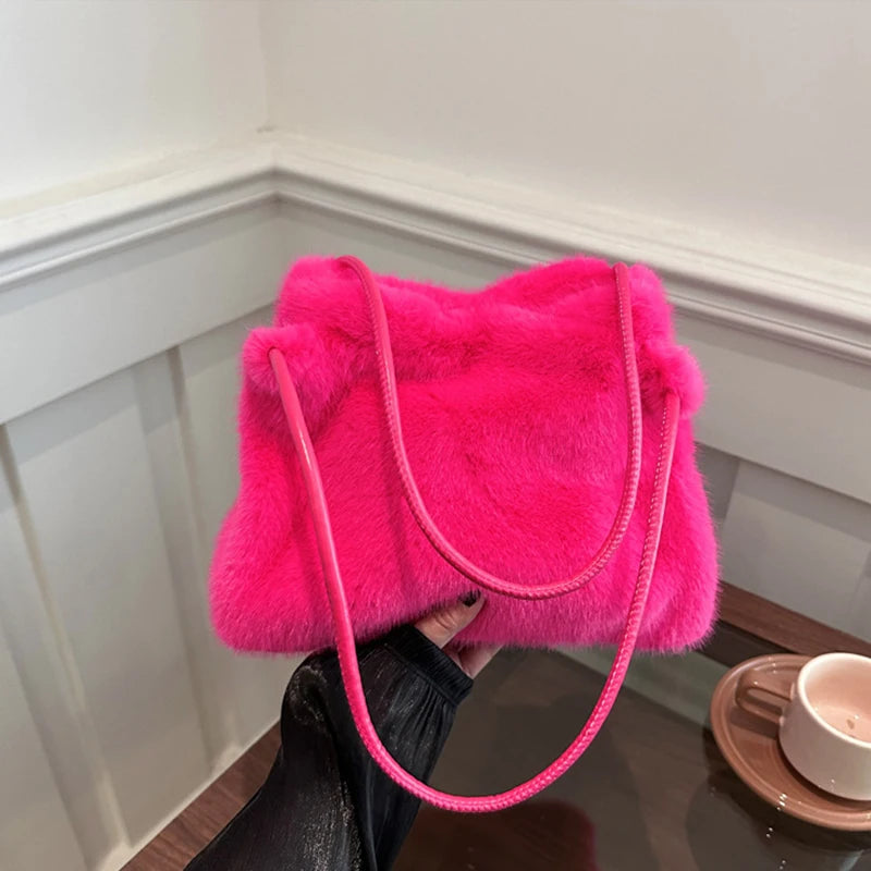 Luxury Plush Chain Handbag