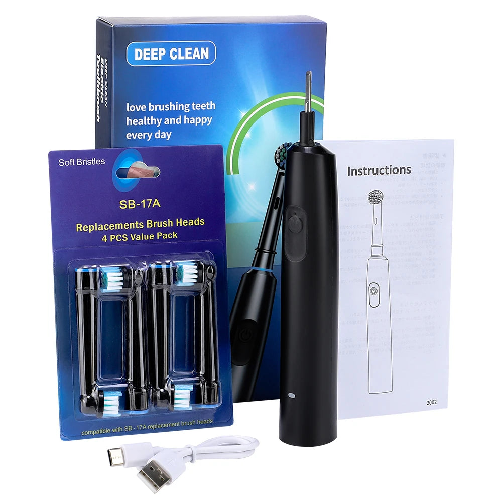 Rechargeable Rotating Electric Toothbrush with 5 Cleaning Modes and 2-Minute Timer - 12