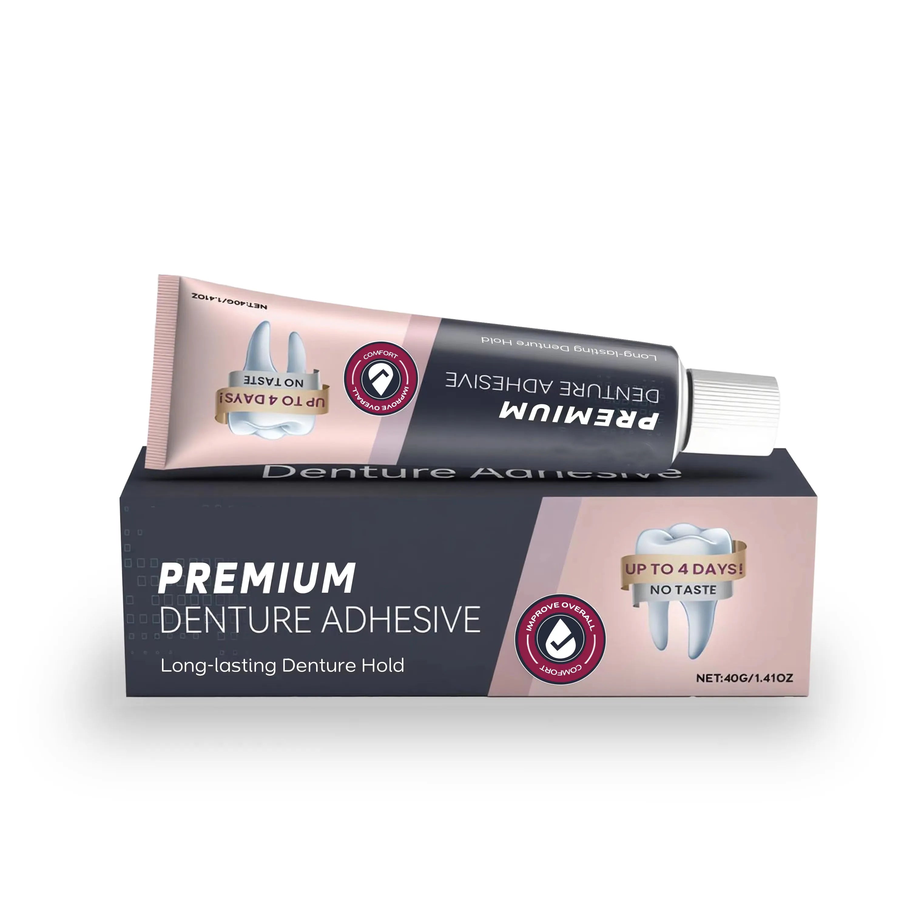 Waterproof Denture Adhesive Cream - Zinc-Free Long-Lasting Strong Hold Gel - 6