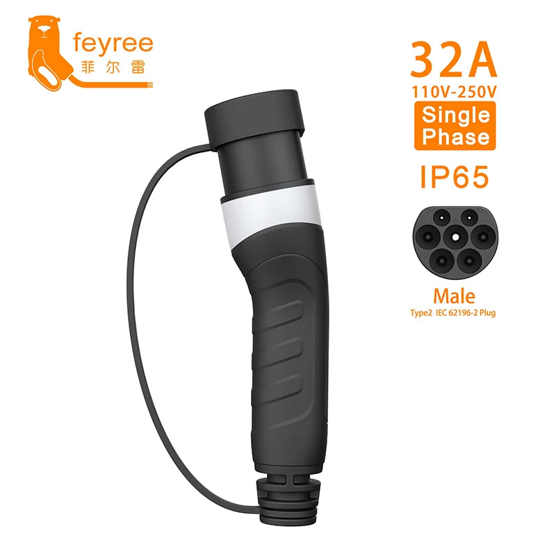 Type 2 Male EV Charging Plug - 16A/32A Universal Electric Car Charger - 16