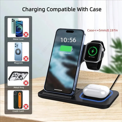 3-in-1 Foldable Wireless Charging Station for iPhone, iWatch & AirPods