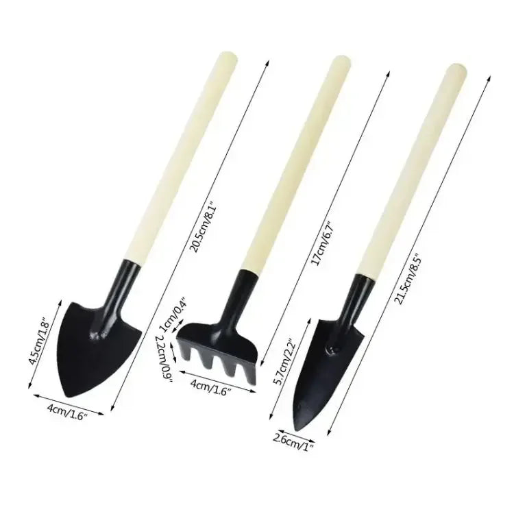 3-Piece Mini Garden Tool Set for Indoor Plants - Small Trowel, Shovel & Rake for Succulents - 15