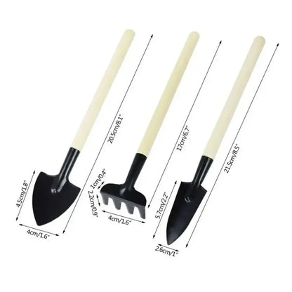 3-Piece Mini Garden Tool Set for Indoor Plants - Small Trowel, Shovel & Rake for Succulents