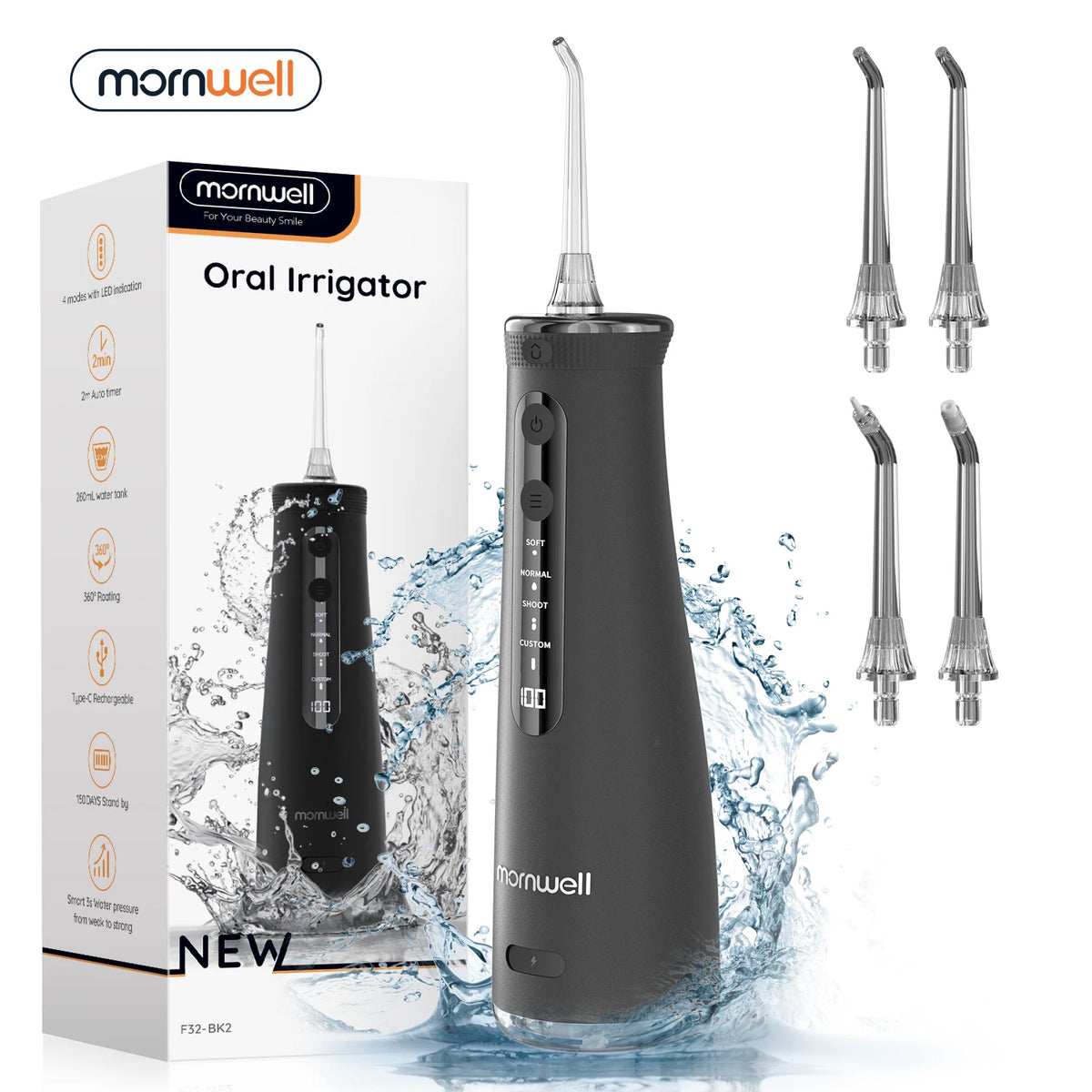 Portable Cordless Water Flosser - Rechargeable Oral Irrigator for Teeth Cleaning