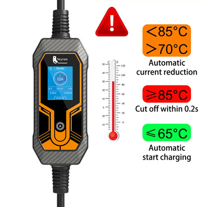 7KW Portable EV Charger Type 2, Adjustable 32A Electric Car Charging Cable