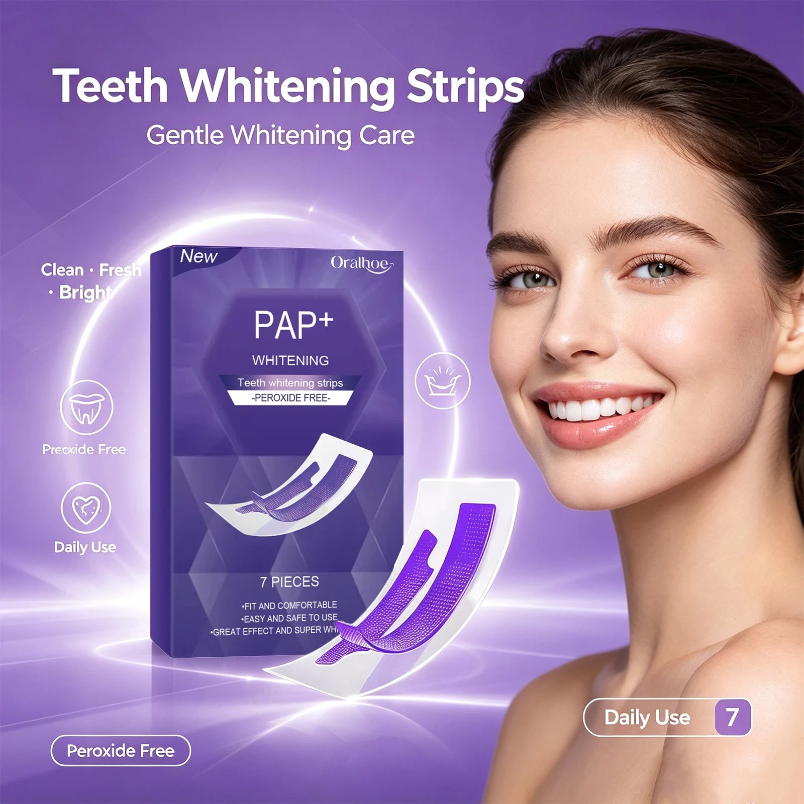 Professional Teeth Whitening Strips - Peroxide-Free Gentle Stain Removal - 1