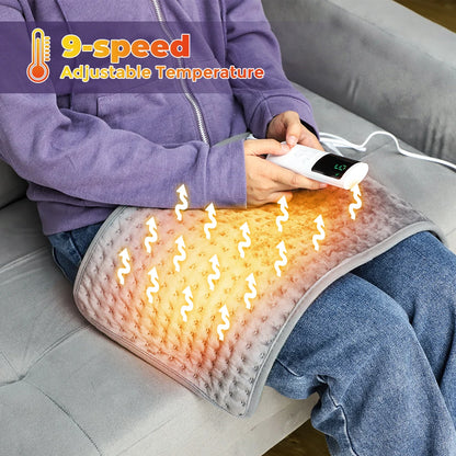 Electric Heating Pad for Back Neck & Shoulder Pain Relief with 9 Heat Settings