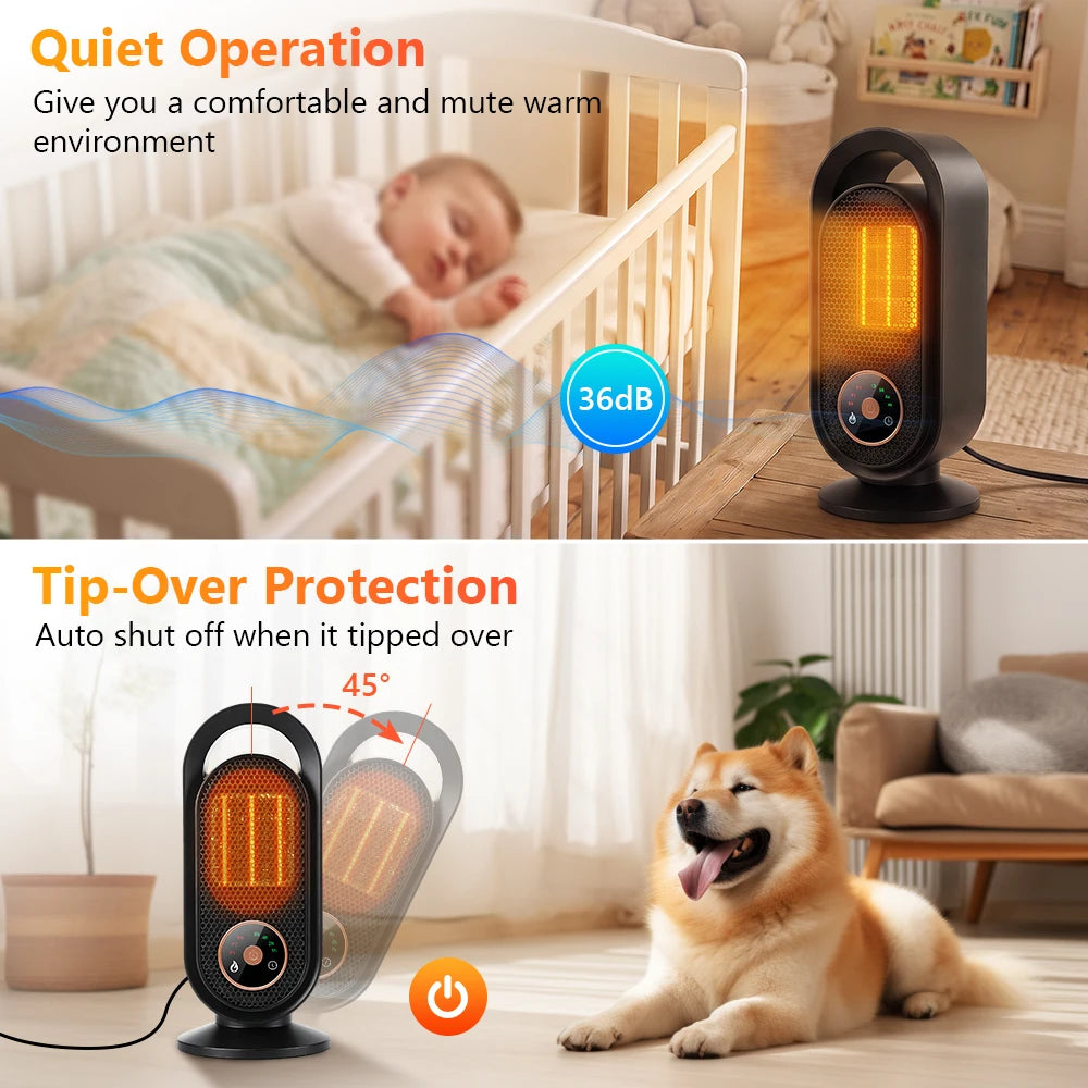 Portable Electric Ceramic Space Heater for Home Office Quiet Fast Heating - 12