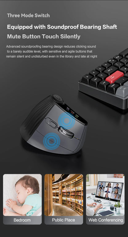Ergonomic Wireless Vertical Mouse with RGB Backlight & Precision Knob