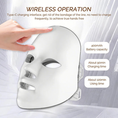 Wireless 7-Color LED Facial Mask for Anti-Aging & Acne