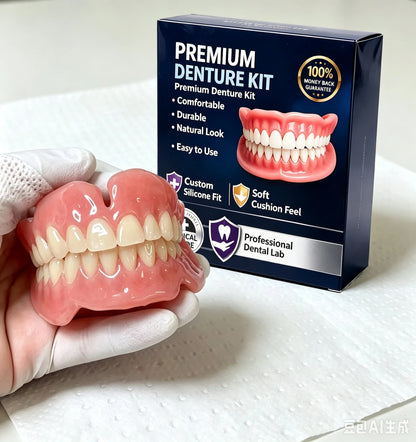 Premium Silicone False Teeth Kit - Natural Smile Cosmetic Denture