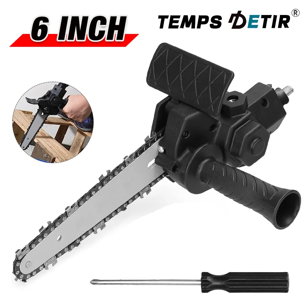 6-Inch Electric Drill to Chainsaw Adapter - Portable Mini Saw Attachment for Woodworking