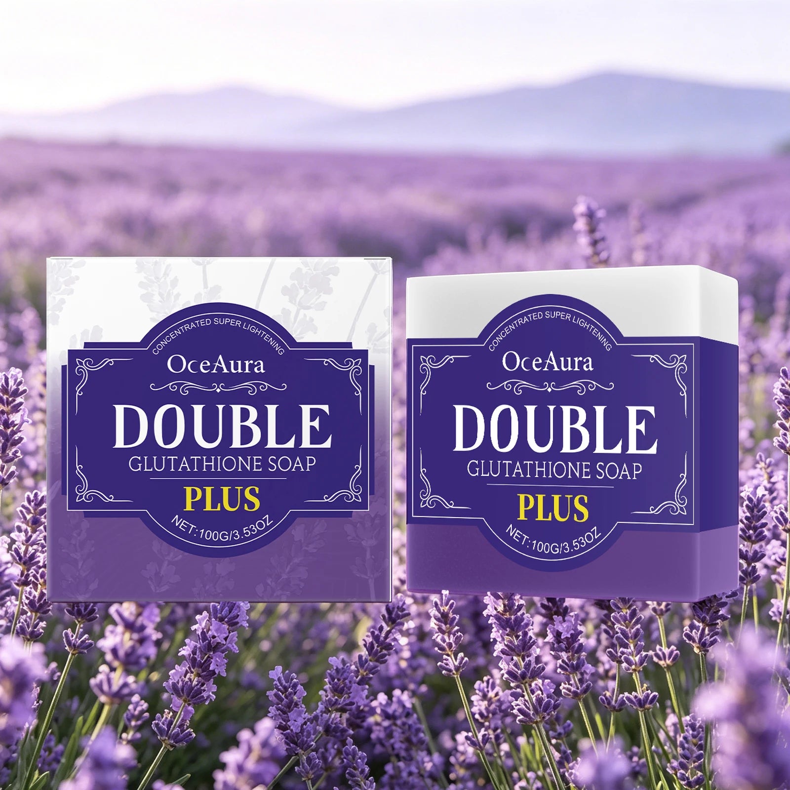 Lavender Double Glutathione Whitening Soap Bar for Deep Cleansing & Skin Brightening - 6