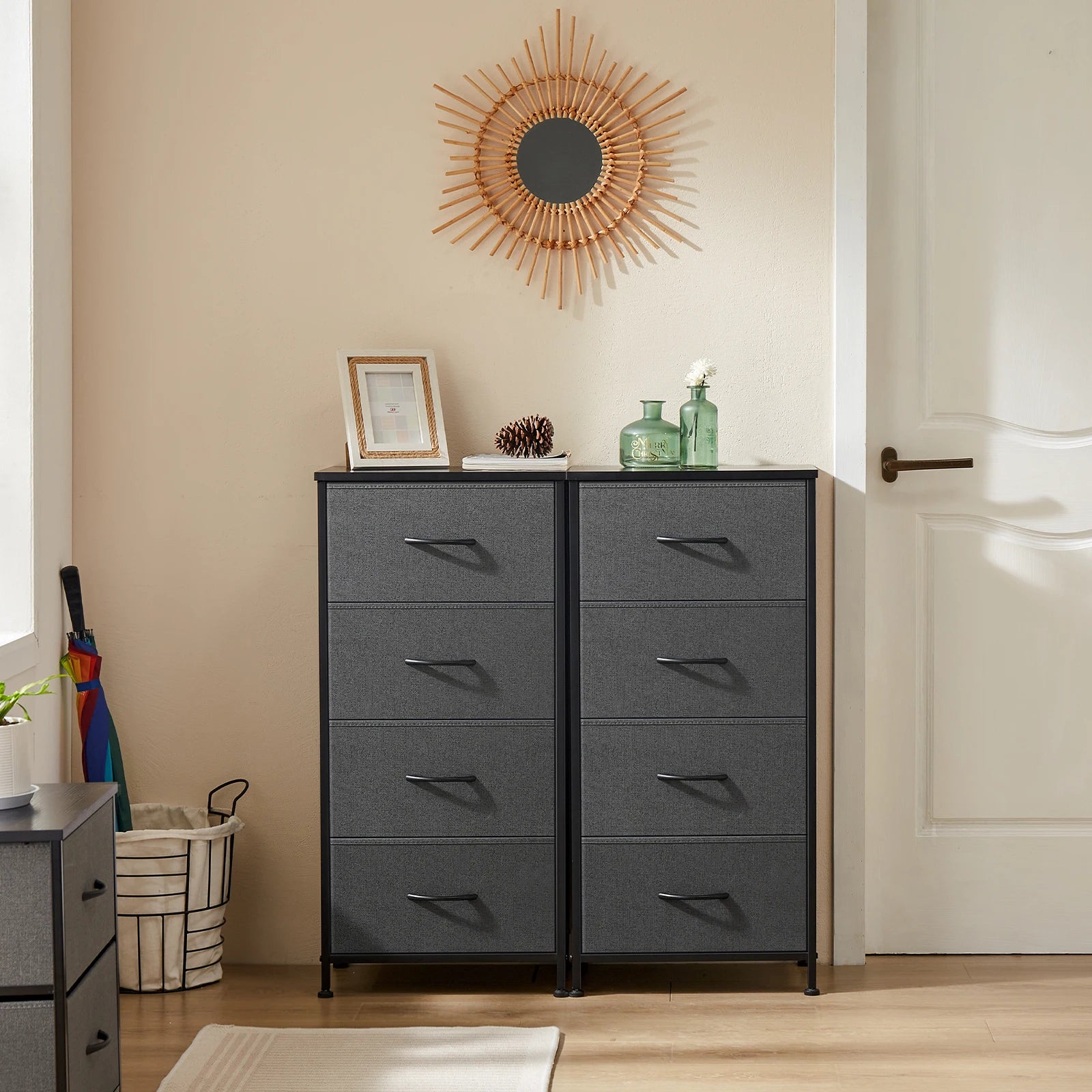 4-Drawer Bedroom Dresser & Nightstand with Sturdy Metal Frame - 3