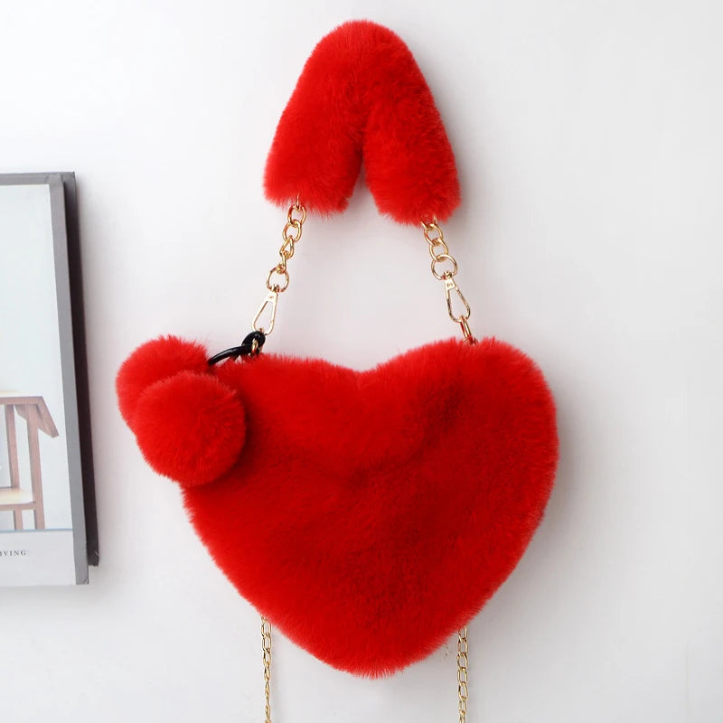 Luxury Plush Heart Handbag
