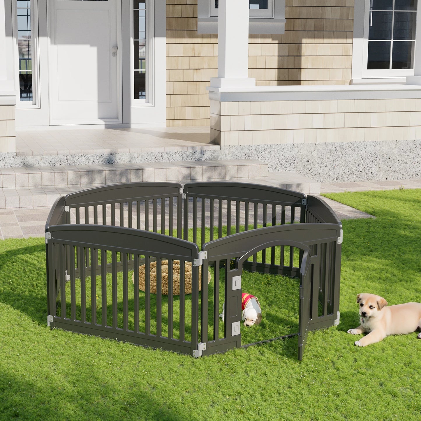Portable Plastic Dog Playpen - Expandable 6-Panel Indoor & Outdoor Pet Fence