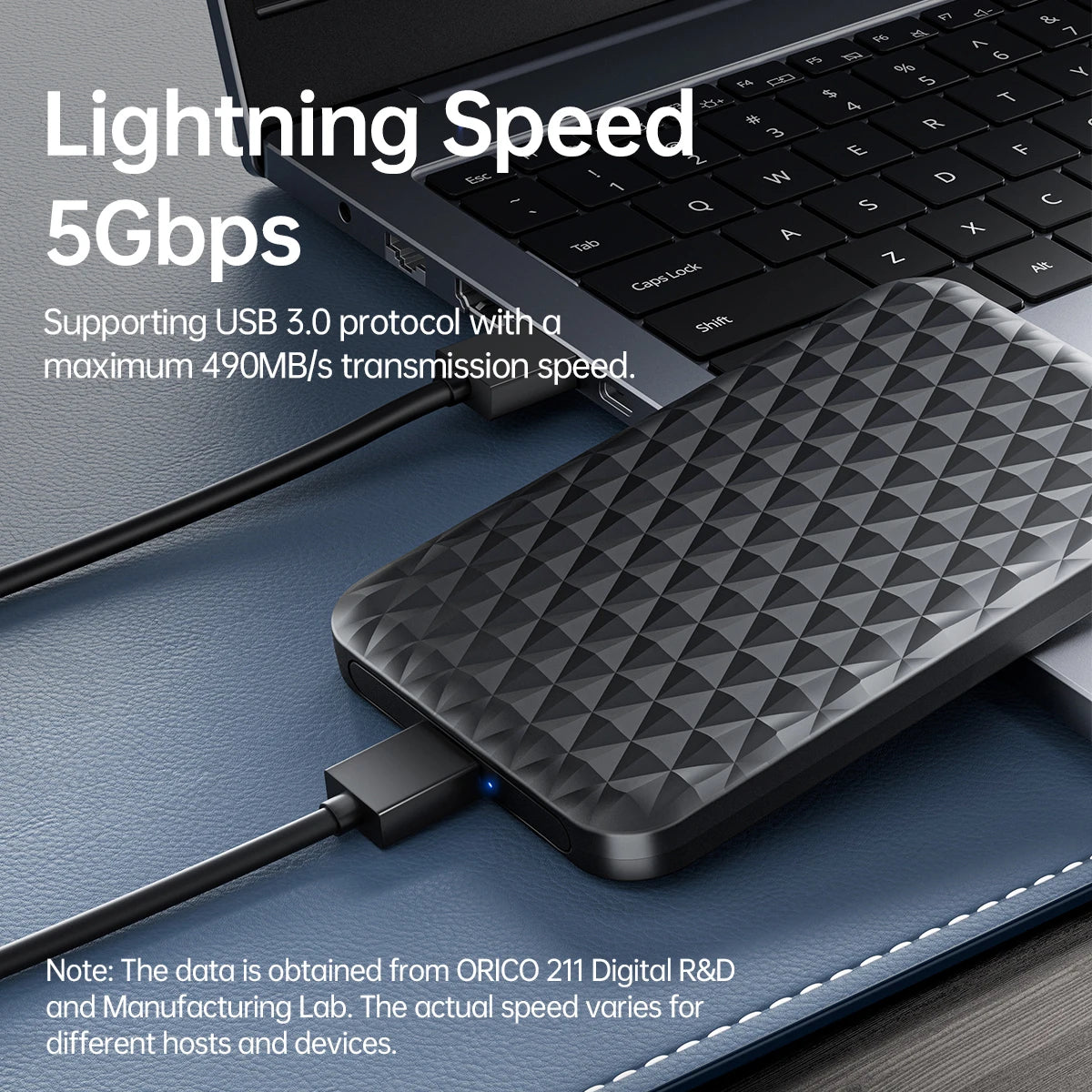 Orico 2.5" USB 3.0 SATA Hard Drive Enclosure - Tool-Free External SSD Case