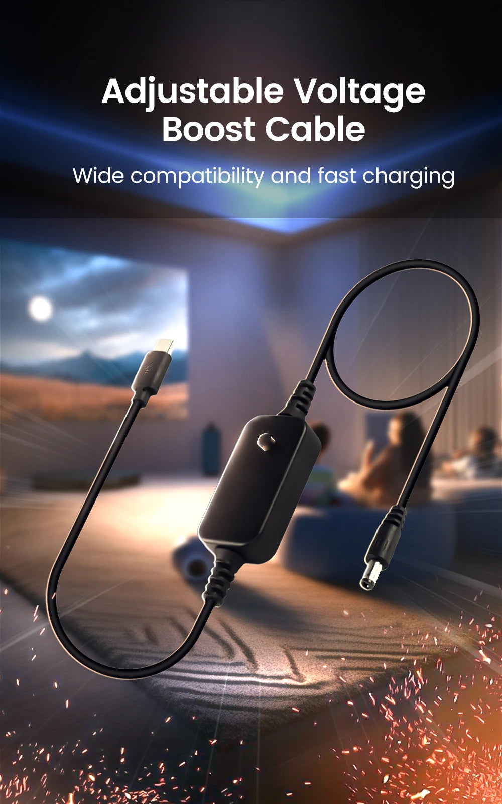 USB-C to DC PD Power Boost Cable for WiFi Routers & Laptops 5V-20V