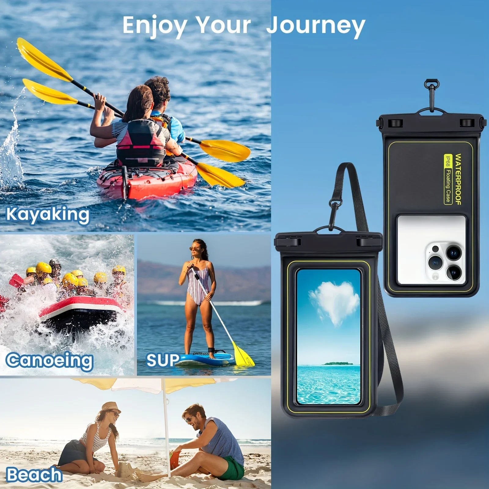 IP68 Floating Waterproof Phone Pouch for Swimming & Beach (Fits up to 6.8") - 9