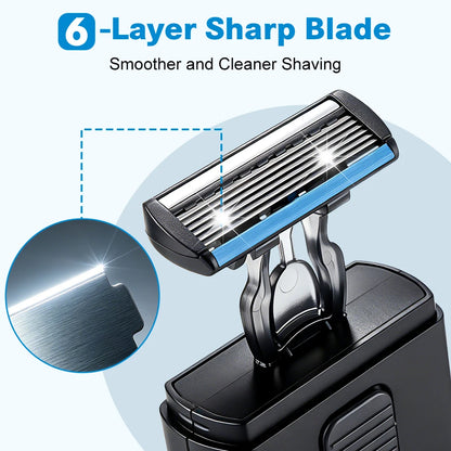 Retractable Portable Manual Travel Shaver for Men - Compact Folding Pocket Razor