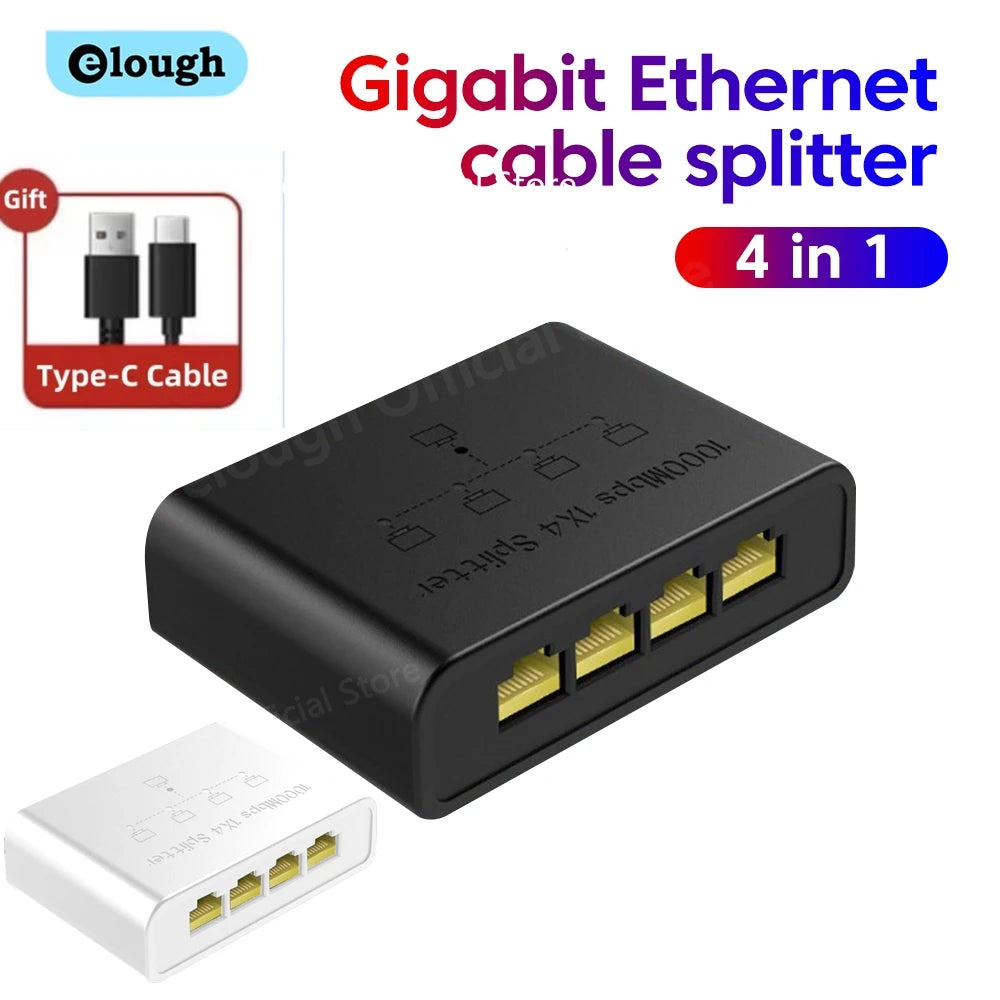 5-Port Gigabit Ethernet Switch - High-Speed RJ45 Network Splitter & Adapter
