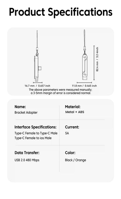 240W USB-C to USB-C Fast Charging Adapter with Built-in Phone Stand