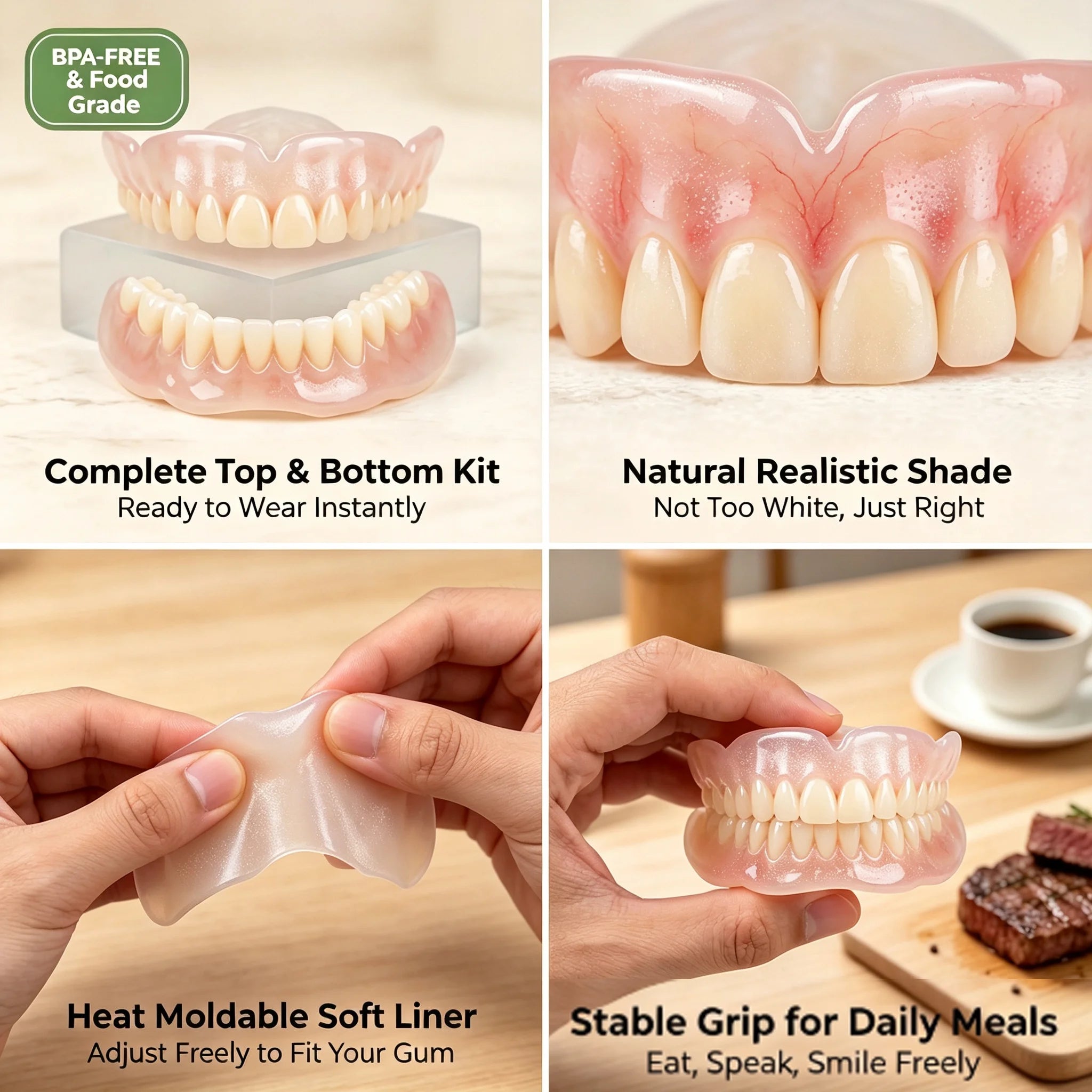Natural Fit Silicone Dentures - Instant Cosmetic Smile & Oral Comfort - 7