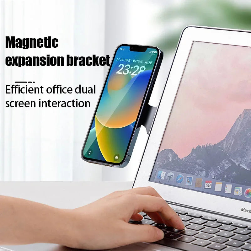 Magnetic Laptop Phone Mount for iPhone - Foldable Side Expansion Stand