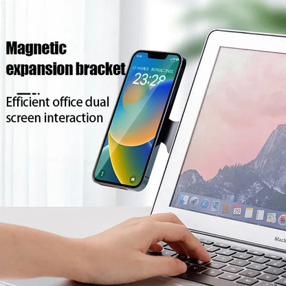 Magnetic Laptop Phone Mount for iPhone - Foldable Side Expansion Stand