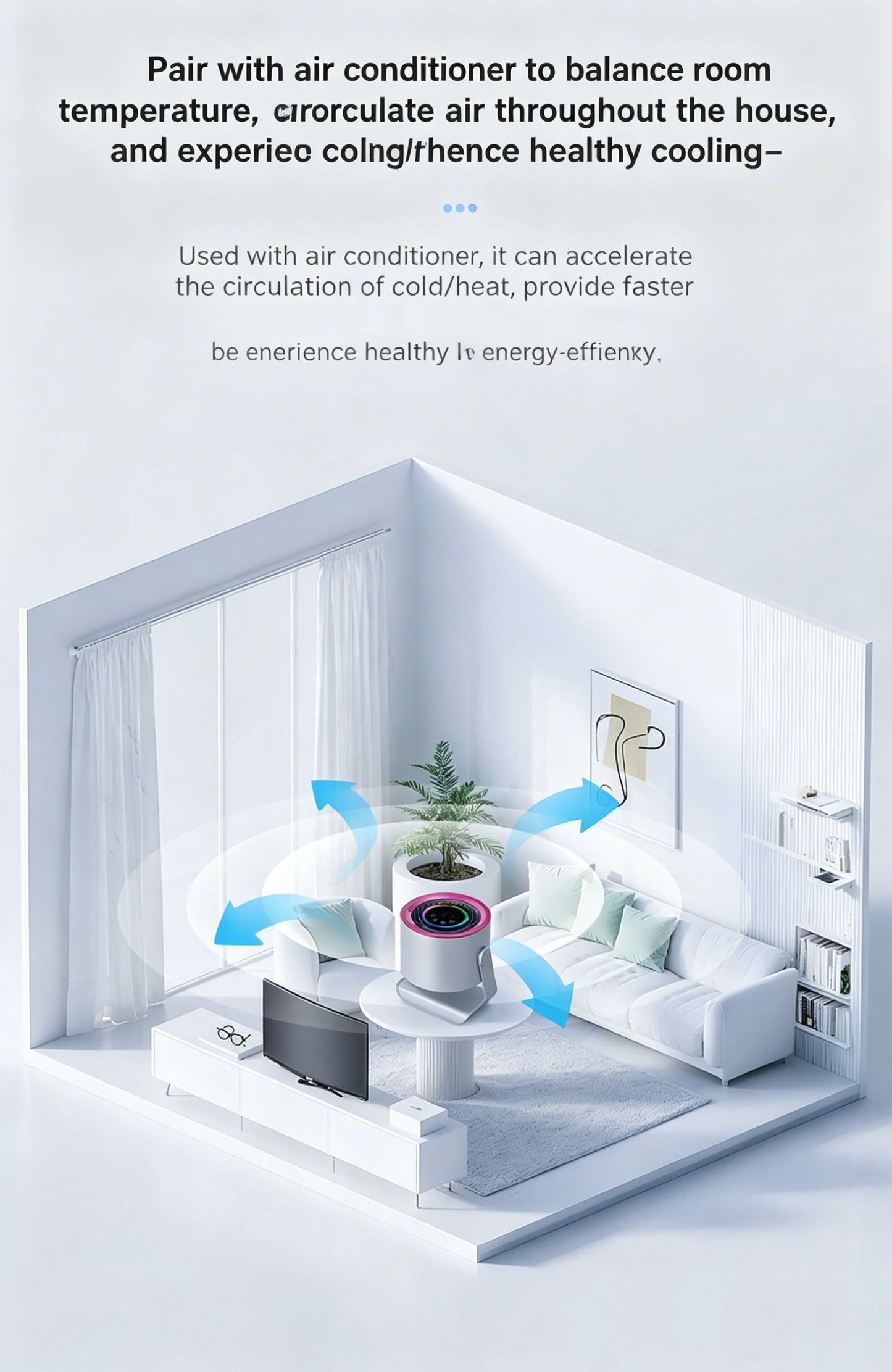 100-Speed Silent Desktop & Wall Mount Fan - 3600mAh Digital Display
