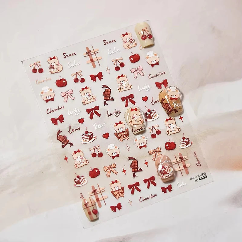 3D Christmas Nail Art Stickers - Festive Snowman & Snowflake Manicure Decals - 40