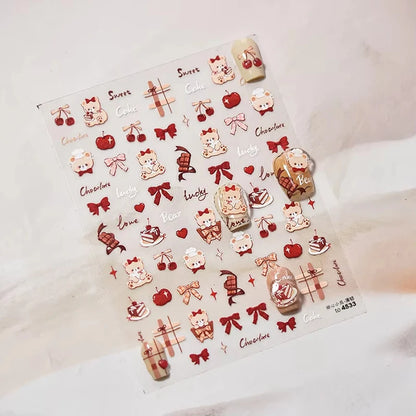 3D Christmas Nail Art Stickers - Festive Snowman & Snowflake Manicure Decals