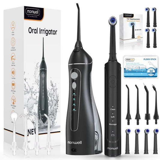 Electric Water Flosser and Sonic Toothbrush Set for Deep Teeth Cleaning & Gum Care