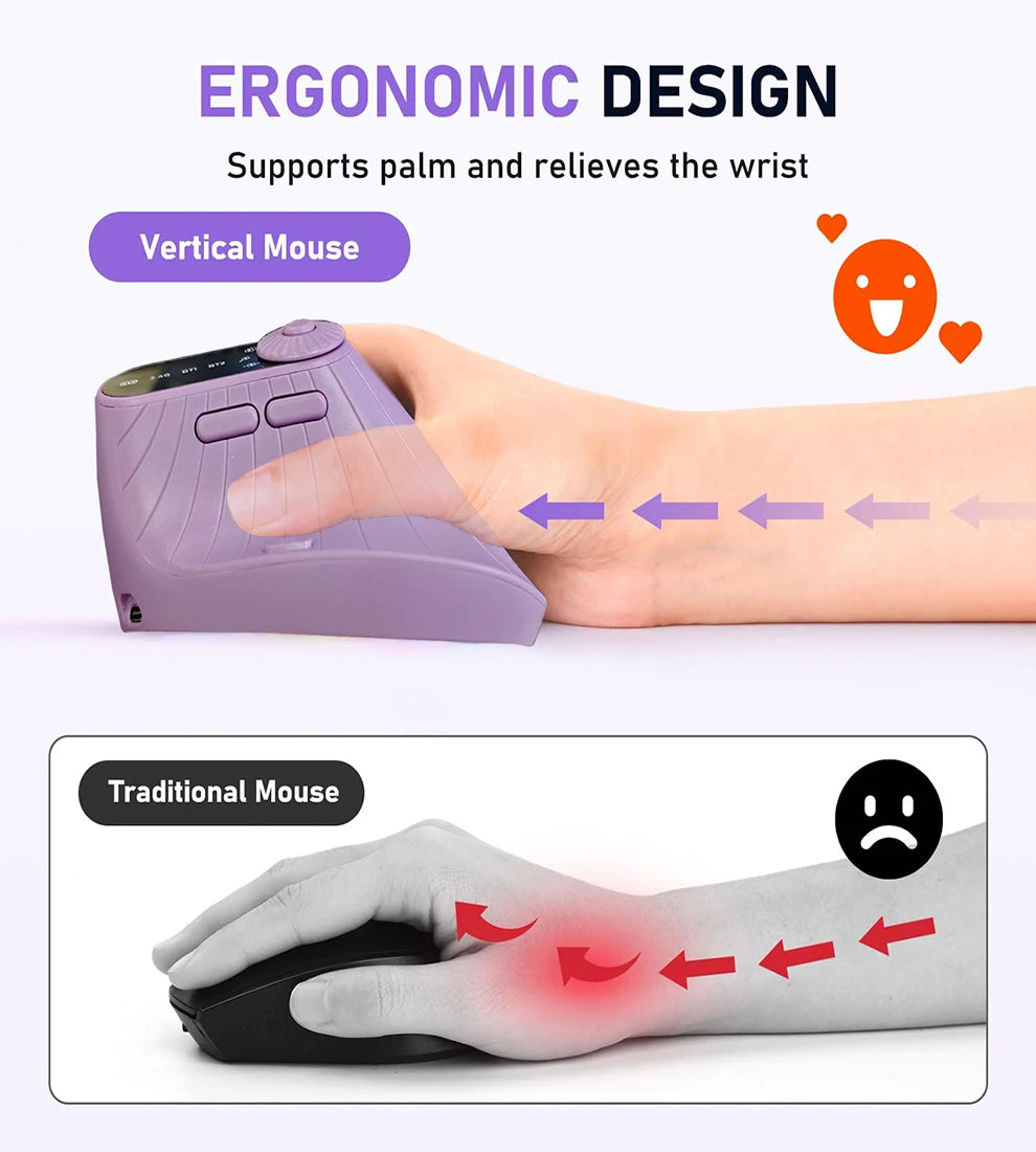 Ergonomic Wireless Vertical Mouse with Knob & Multi-Device Bluetooth - 9