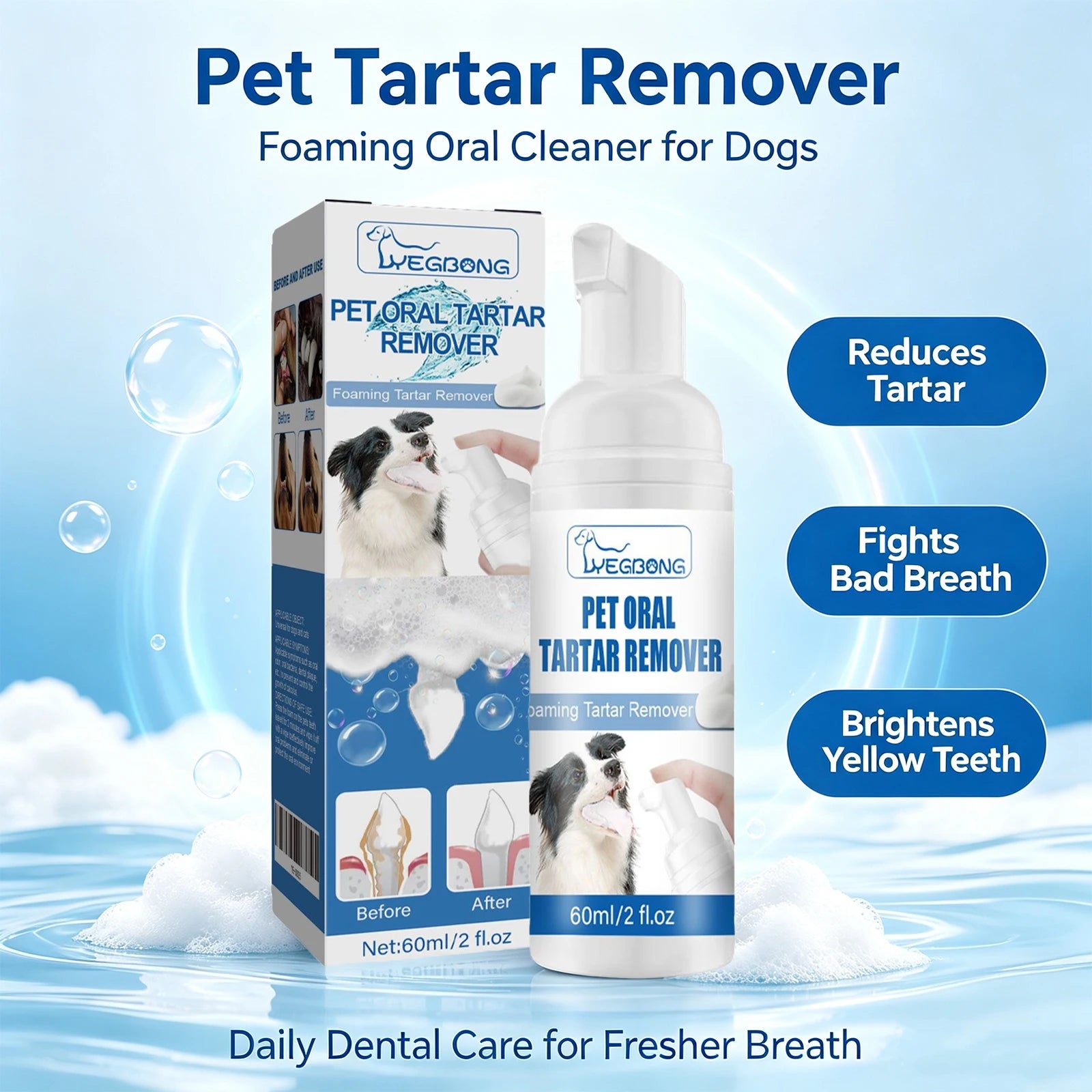 Dog Oral Dental Foam Cleaner - Tartar Plaque Remover & Teeth Whitening - 4