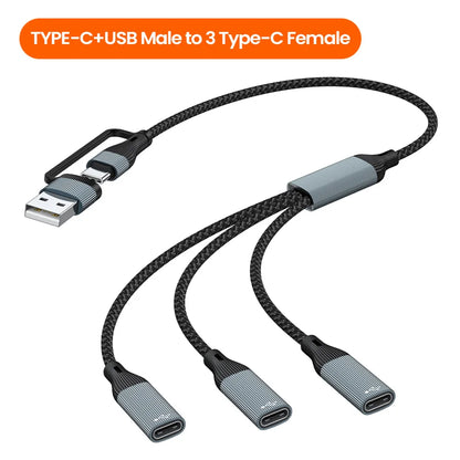 USB-C to 3-Port USB 3.0 Hub Adapter - High-Speed Data & OTG Splitter