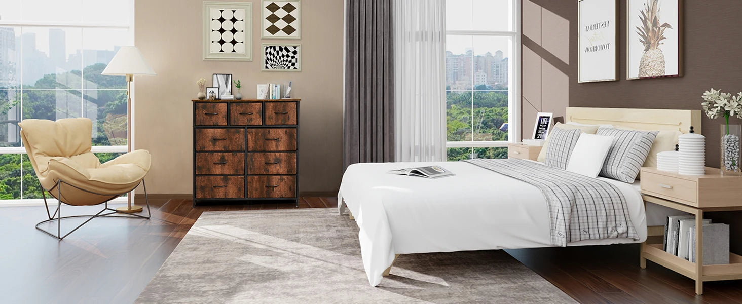 9-Drawer Fabric Dresser Storage Organizer for Bedroom & Nursery - 9