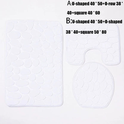 3-Piece Cobblestone Bath Mat Set - Non-Slip & Absorbent