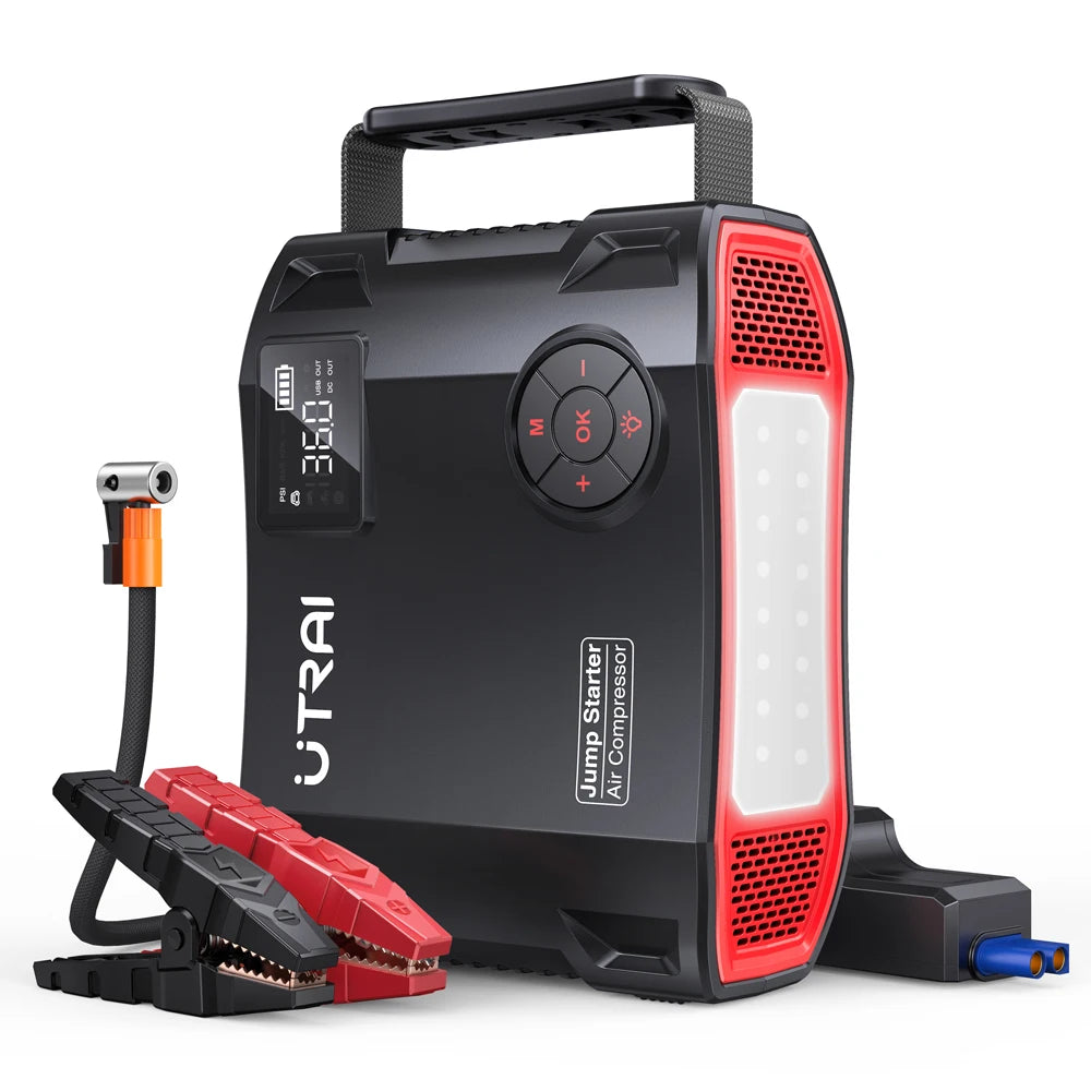 4-in-1 Portable Car Jump Starter & 150PSI Air Compressor - 16000mAh Power - 19