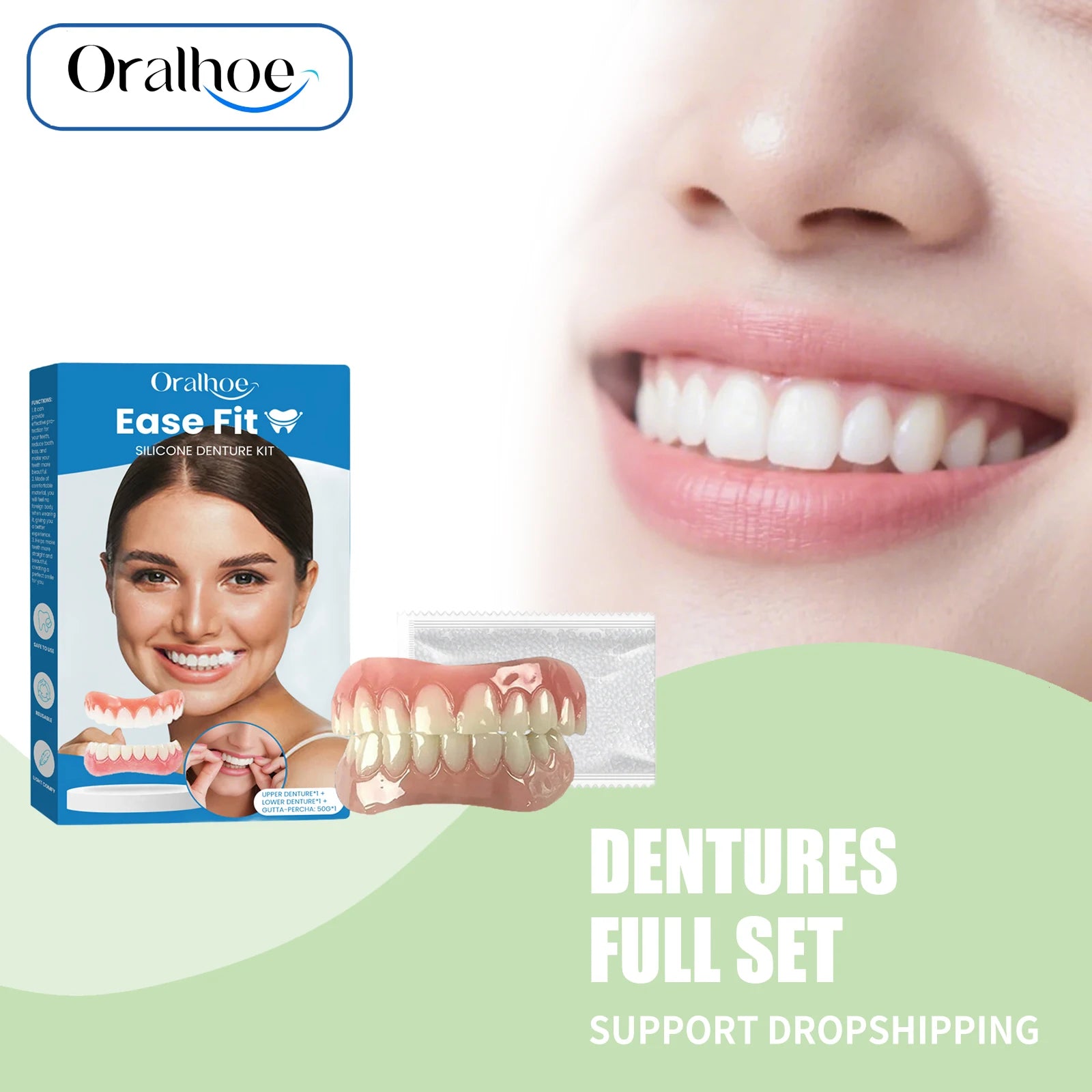 Comfortable Silicone Denture Set for Natural Looking Smile and Improved Chewing - 1